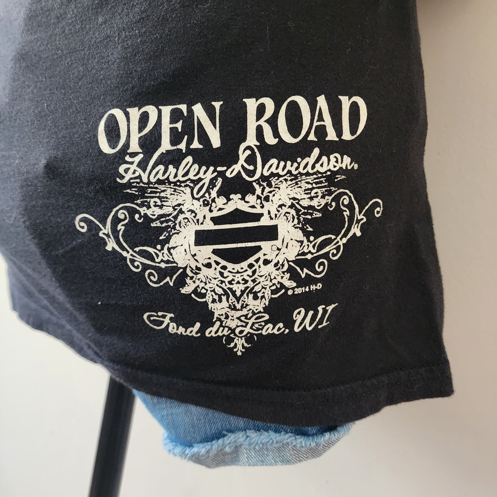 Y2K Harley-Davidson Black Graphic Cut-Out Top