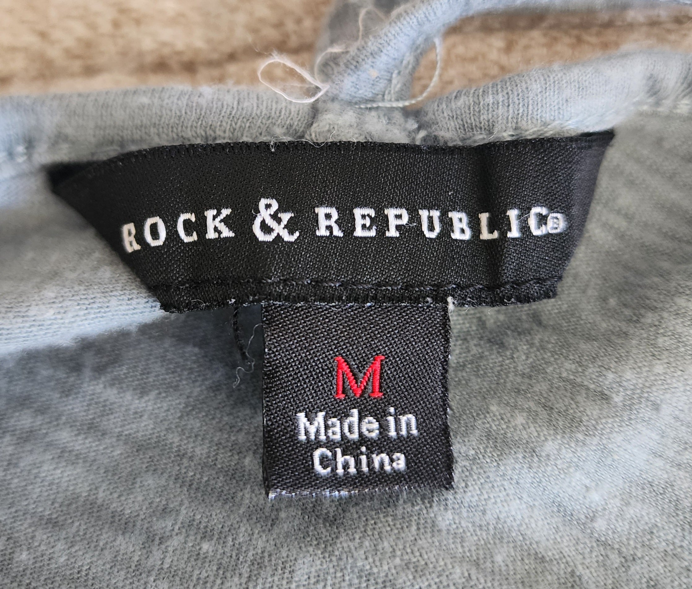 Rock & Republic Grey Bedazzled Cut-Out V-neck Top