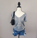 Rock & Republic Grey Bedazzled Cut-Out V-neck Top