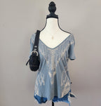 Rock & Republic Grey Bedazzled Cut-Out V-neck Top