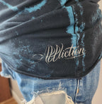 Affliction Cyber Punk Blue and Black Cut-Out Top