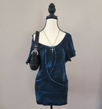 Affliction Cyber Punk Blue and Black Cut-Out Top