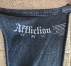 Affliction Cyber Punk Blue and Black Cut-Out Top
