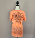 Harley-Davidson Las Vegas Neon Orange Bedazzled Graphic Print Top