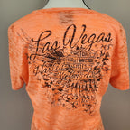 Harley-Davidson Las Vegas Neon Orange Bedazzled Graphic Print Top