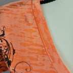 Harley-Davidson Las Vegas Neon Orange Bedazzled Graphic Print Top