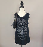 Y2K Affliction Black Bedazzled Cut-Out Tank Top