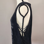 Y2K Affliction Black Bedazzled Cut-Out Tank Top