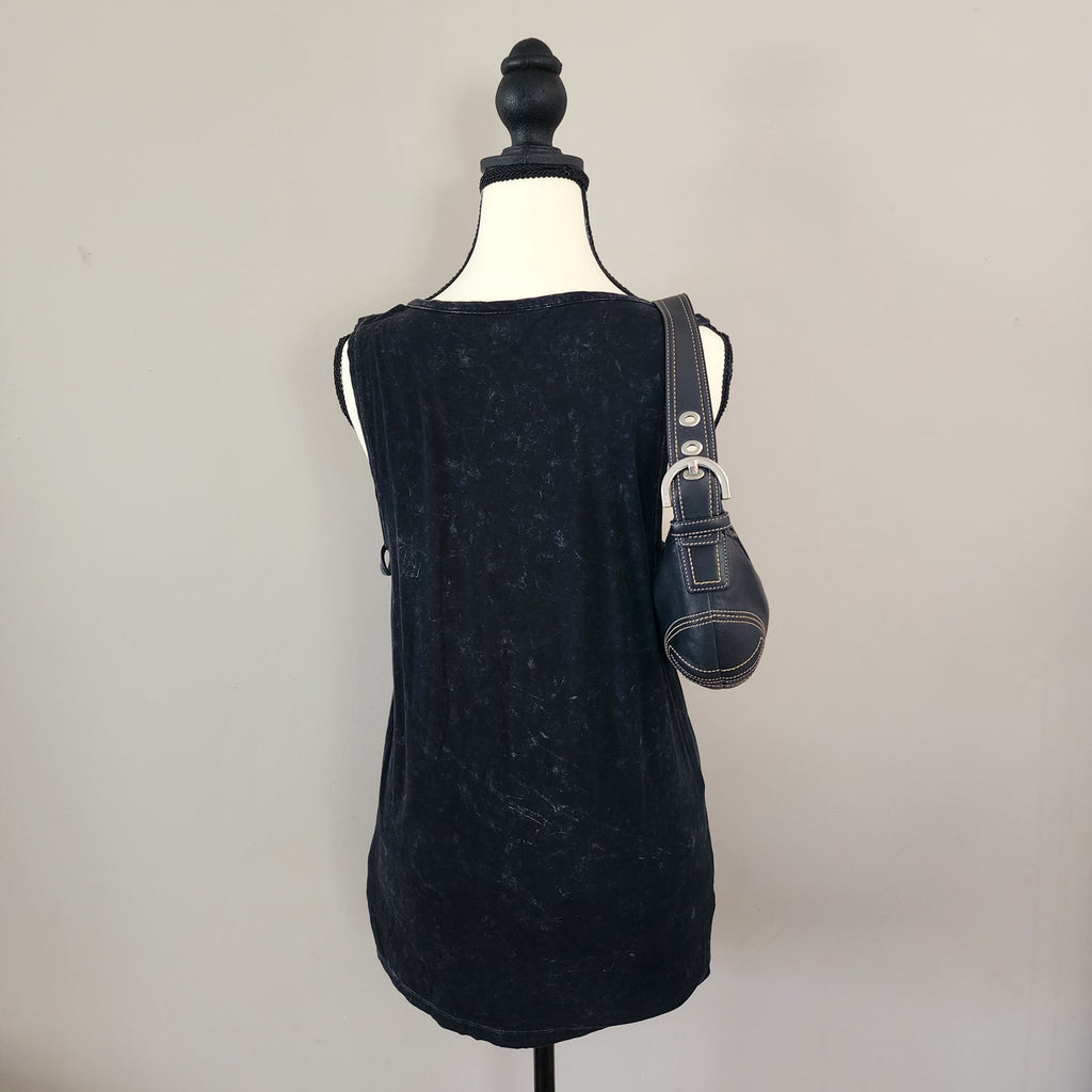 Y2K Affliction Black Bedazzled Cut-Out Tank Top
