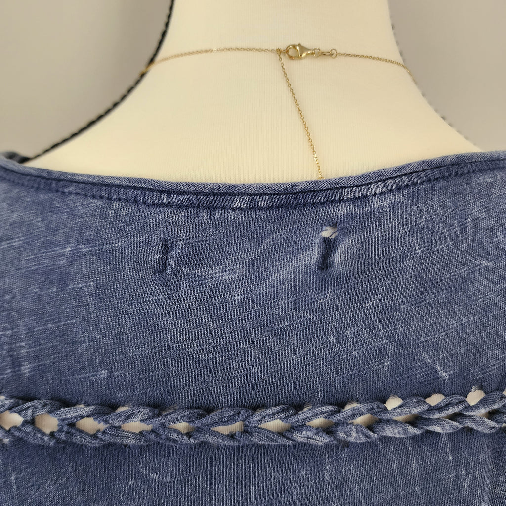 Maurices Blue and White Bedazzled Graphic Print Top