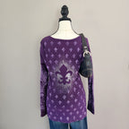 Vanity Purple and Silver Glitter Cathedral Henley Top