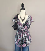 Y2K Pink Multi-Colored Lace Baby Doll Paisley Top