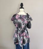 Y2K Pink Multi-Colored Lace Baby Doll Paisley Top