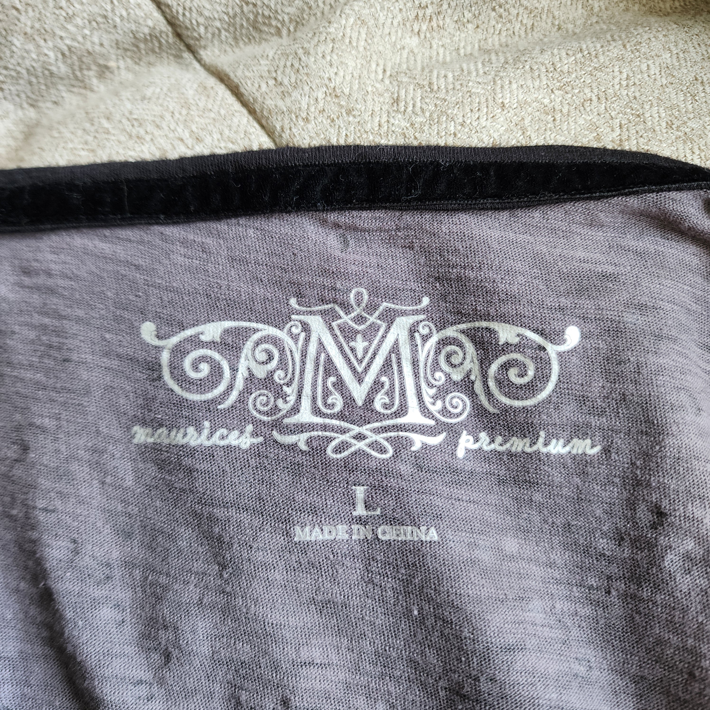 Maurices Black and Grey Lace Bedazzled Long Sleeved Top