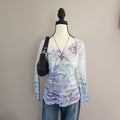 Y2K Cathedral White Multicolored Bedazzled Long Sleeved Top