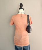Y2K Affliction Orange Graphic Studded Cut-Out Top