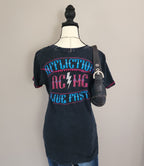 Affliction AC/MC Bedazzled Skull Pattern Graphic Print Top