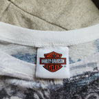 Harley-Davidson White and Grey Paisley Grunge Top