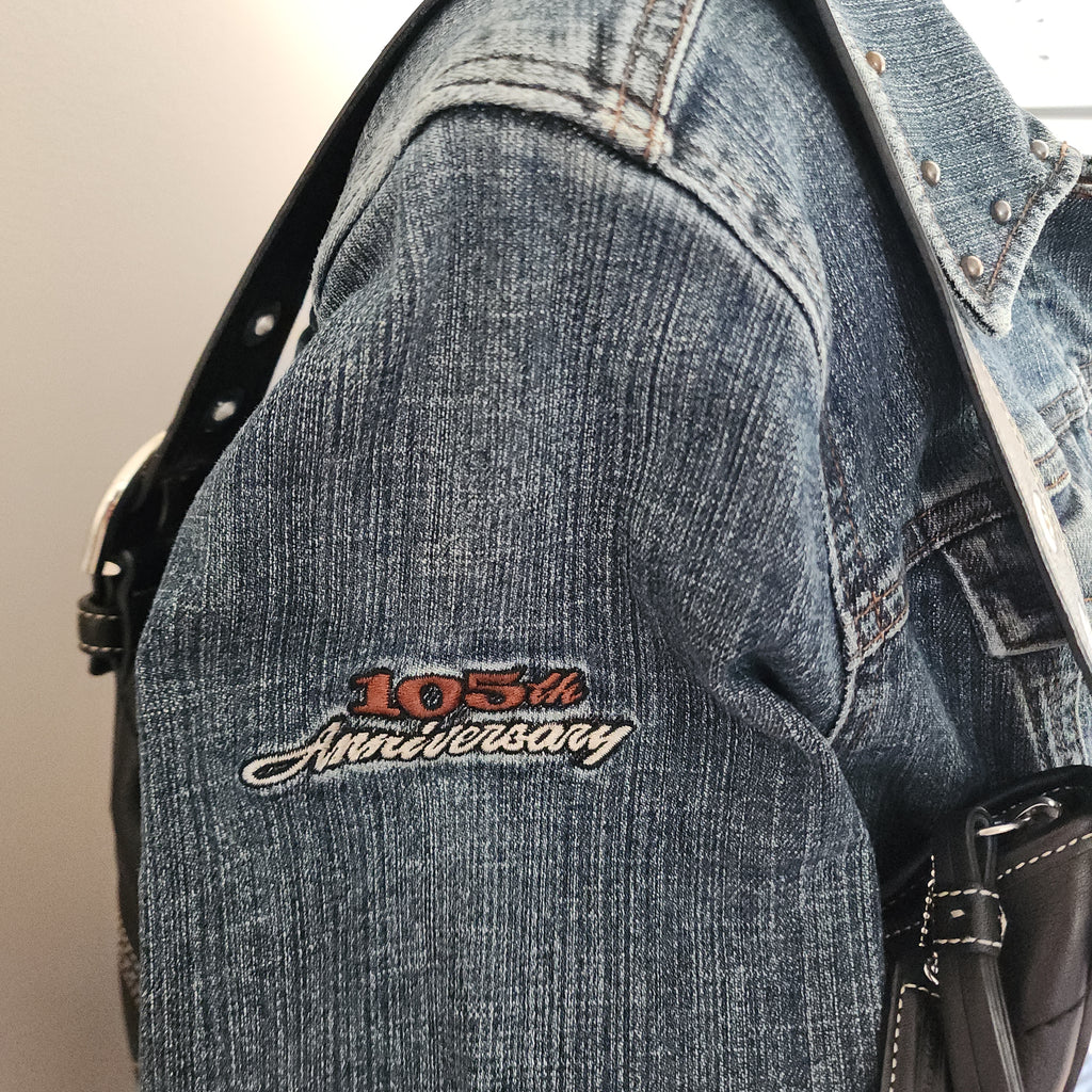 Vintage 105th Anniversary Harley-Davidson Studded Button-Up Denim Jacket