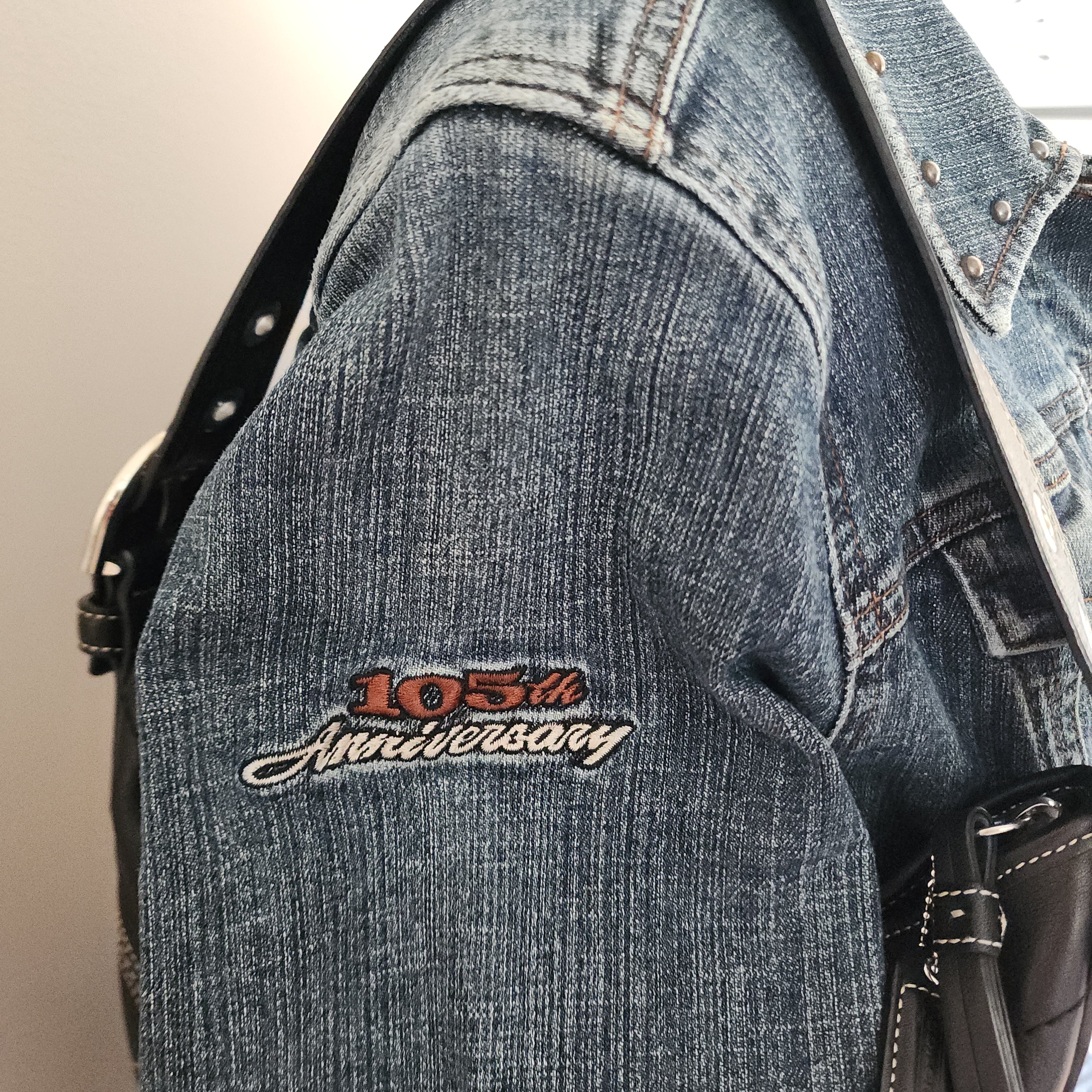 Vintage 105th Anniversary Harley-Davidson Studded Button-Up Denim Jacket