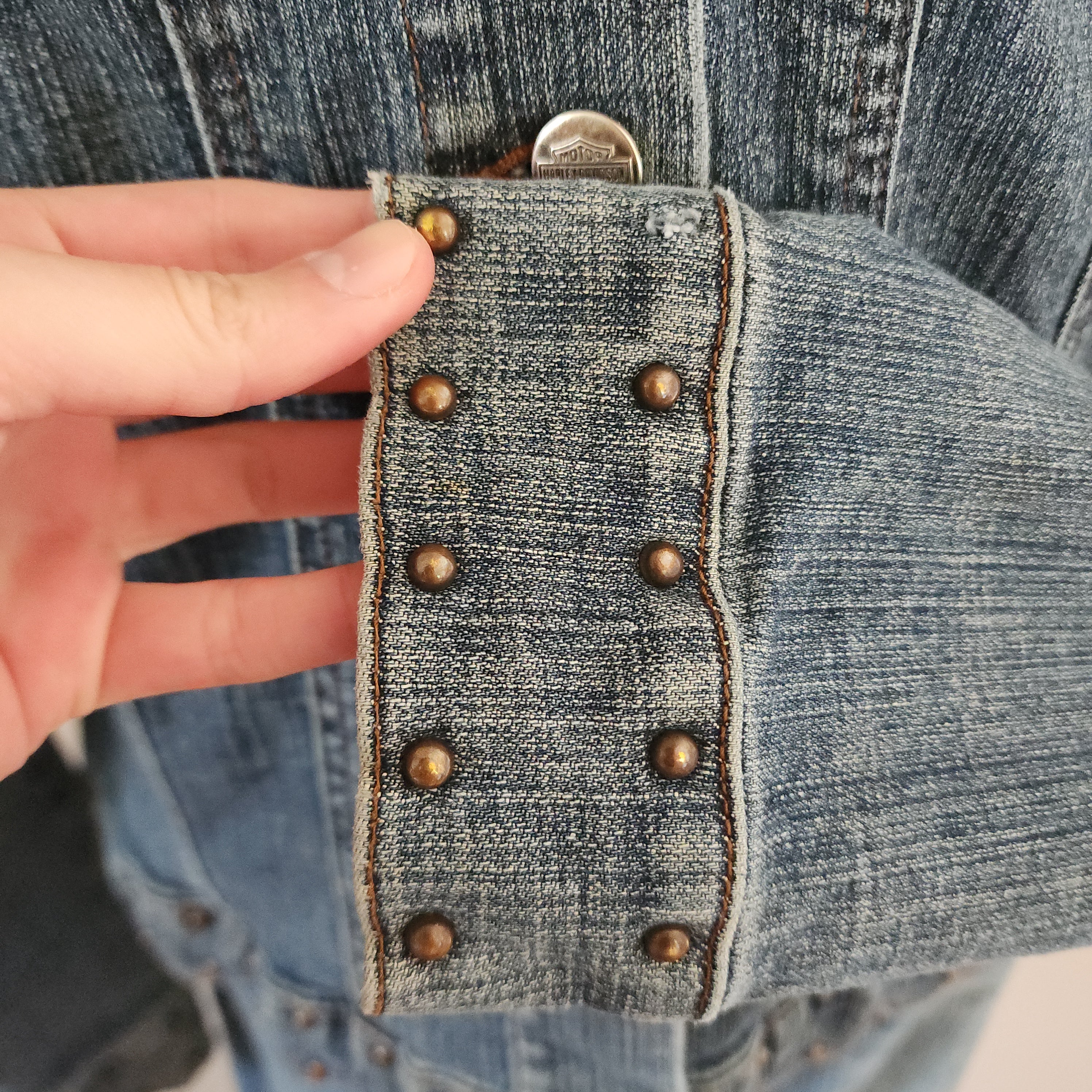Vintage 105th Anniversary Harley-Davidson Studded Button-Up Denim Jacket