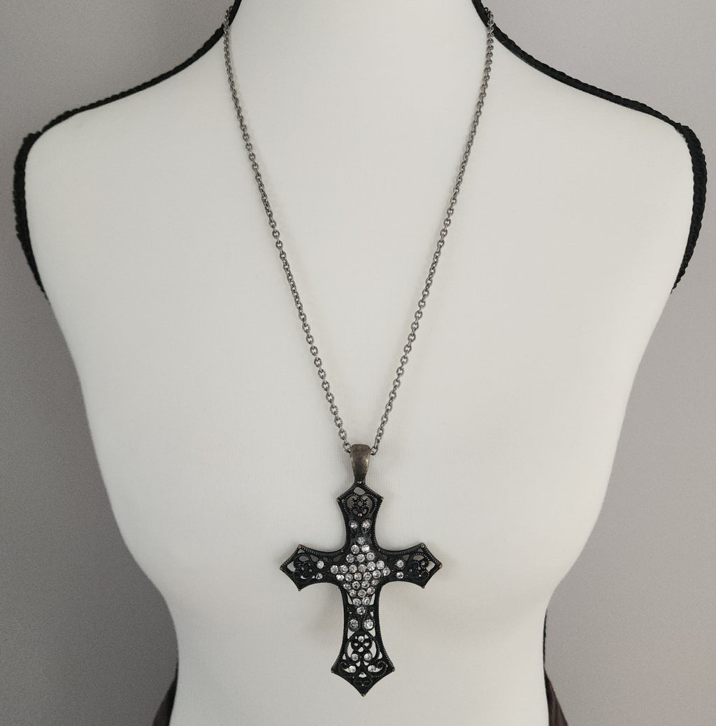 Grunge Cross Rhinestones Fashion Necklace