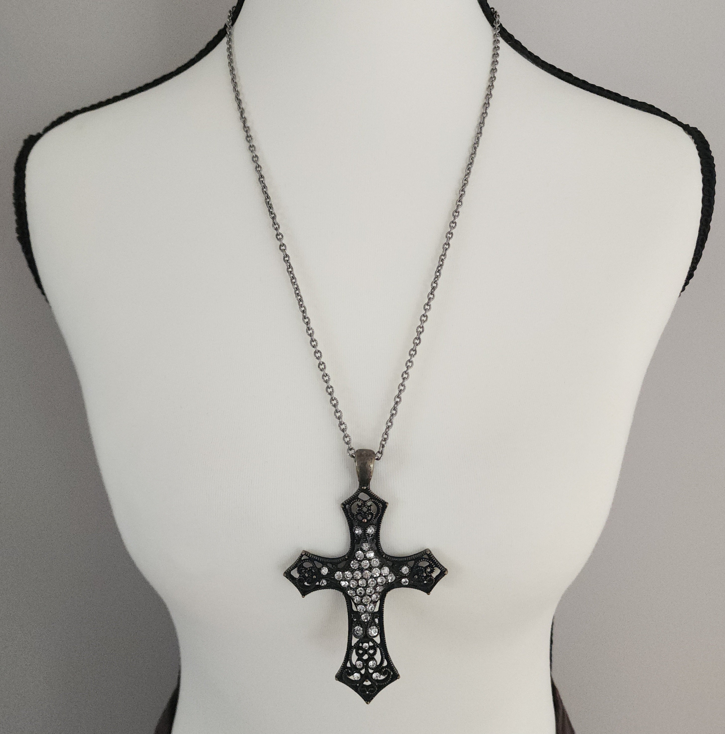 Grunge Cross Rhinestones Fashion Necklace