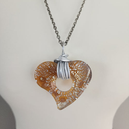 Heart Cheetah Print Wire Fashion Necklace