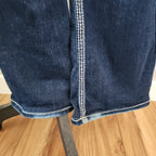 Y2K Rock Revival Low Rise Dark Wash Blue Cathedral Embellished Bootcut Denim Jeans