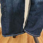 Y2K Rock Revival Low Rise Dark Wash Blue Cathedral Embellished Bootcut Denim Jeans