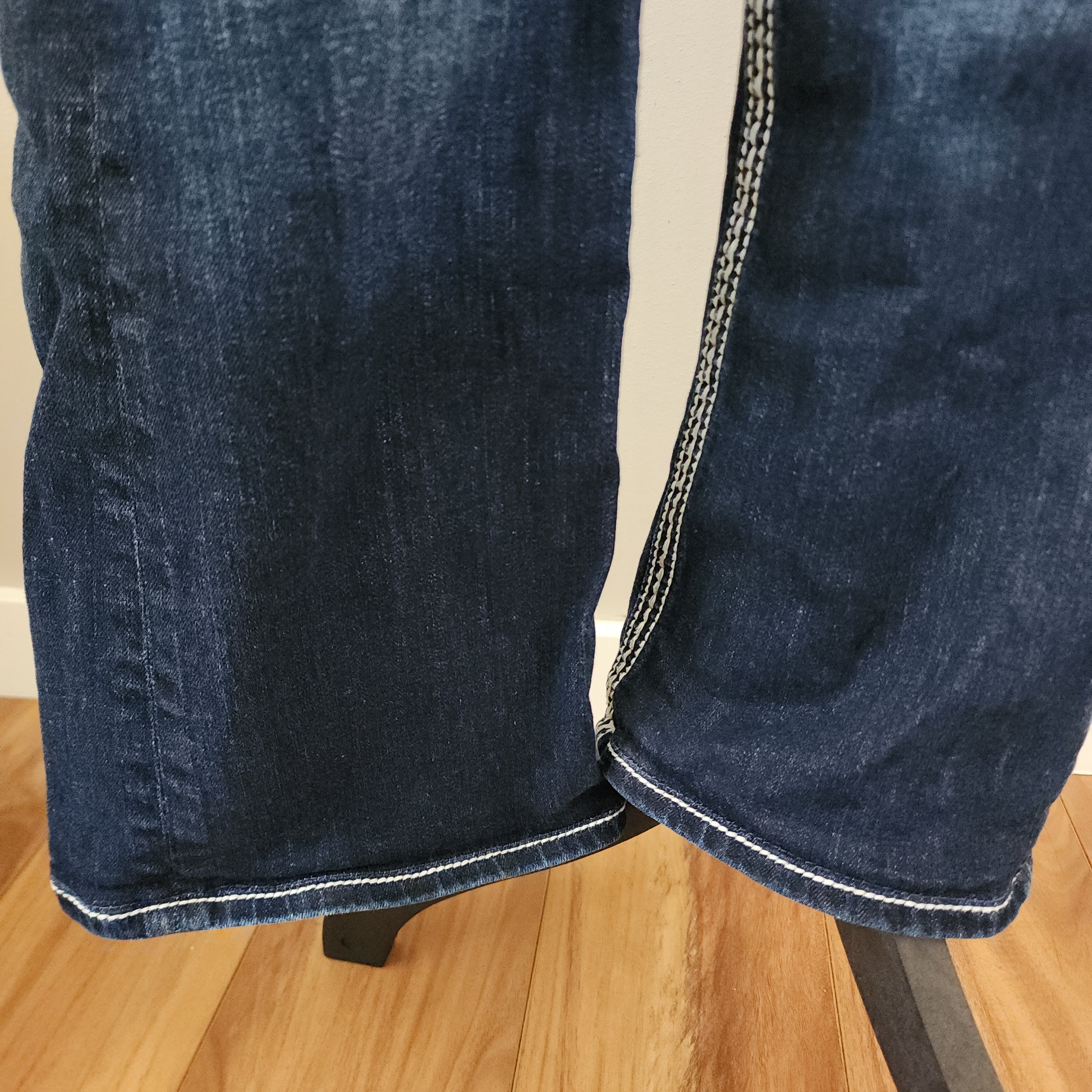 Y2K Rock Revival Low Rise Dark Wash Blue Cathedral Embellished Bootcut Denim Jeans