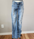 Y2K Silver Jeans Low Rise Light Wash Embroidered Distressed Straight Leg Denim Jeans