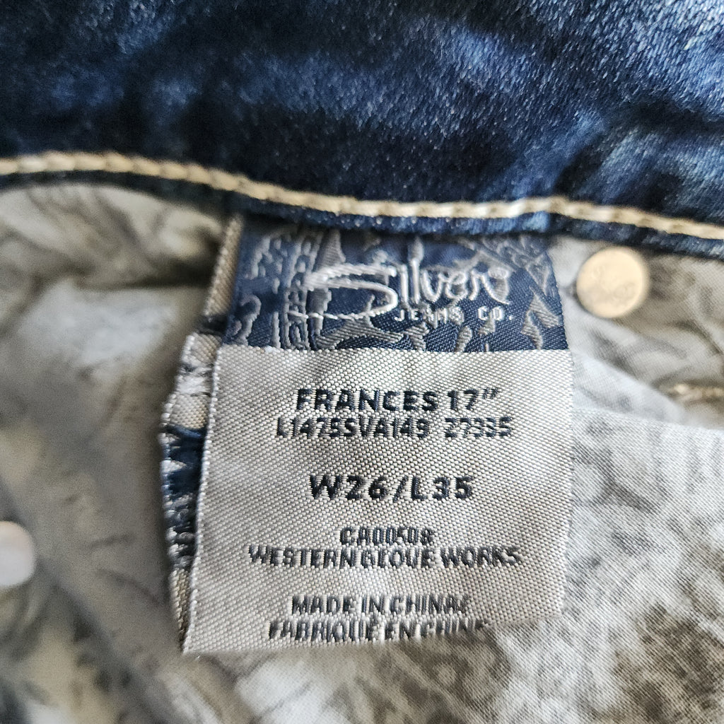 Y2K Silver Jeans Low Rise Light Wash Embroidered Distressed Straight Leg Denim Jeans