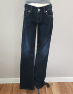 Y2K Inspired Guess Low Rise Very Dark Wash Blue Bootcut Denim Jeans