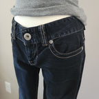 Y2K Inspired Guess Low Rise Very Dark Wash Blue Bootcut Denim Jeans