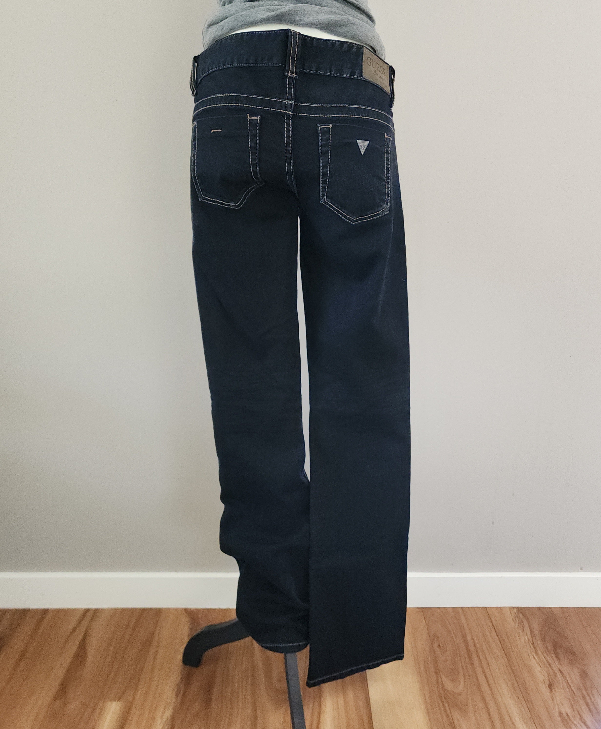 Y2K Inspired Guess Low Rise Very Dark Wash Blue Bootcut Denim Jeans