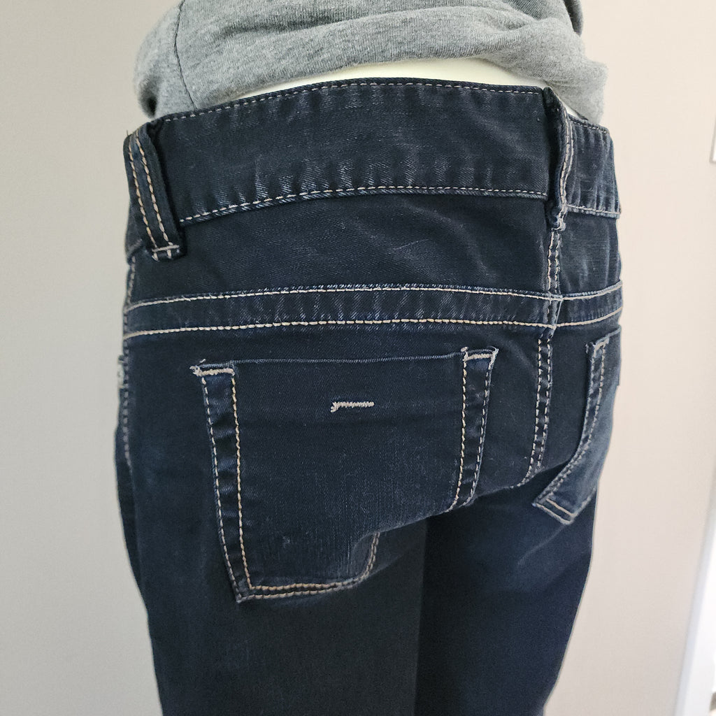 Y2K Inspired Guess Low Rise Very Dark Wash Blue Bootcut Denim Jeans