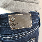 Y2K Silver Jeans Low Rise Dark Wash Embroidered Bootcut Denim Jeans