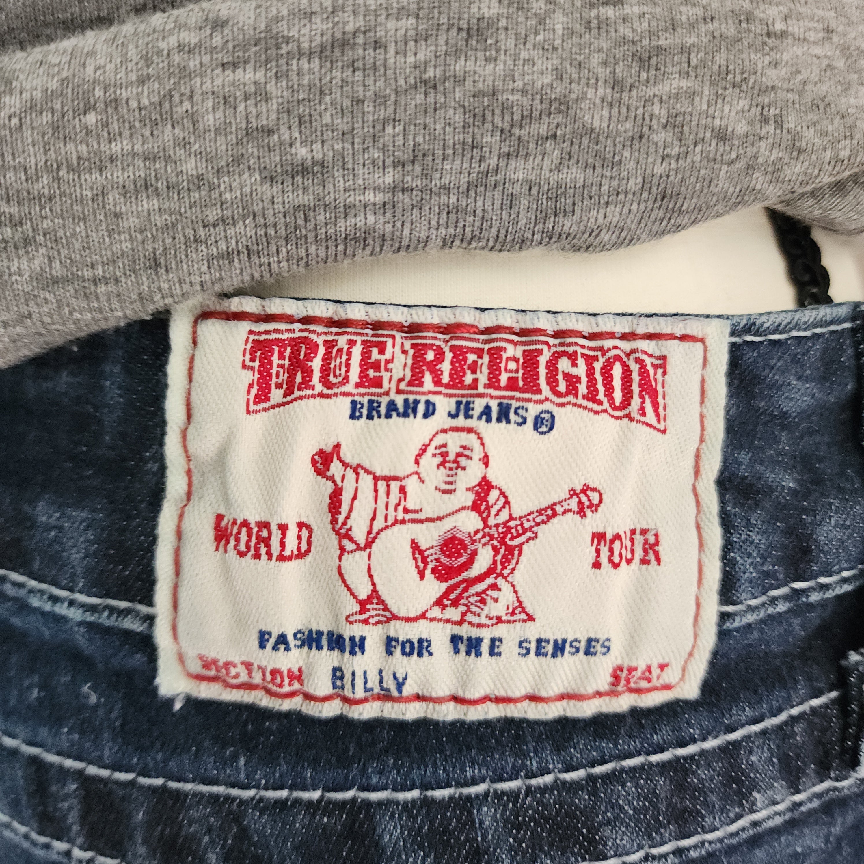 Y2K True Religion Low Rise Dark Wash Blue Embellished Bootcut Denim Jeans
