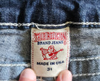 Y2K True Religion Low Rise Dark Wash Blue Embellished Bootcut Denim Jeans
