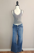 Y2K Vanity Mid Rise Medium Wash Cathedral Embellished Bootcut Denim Jeans