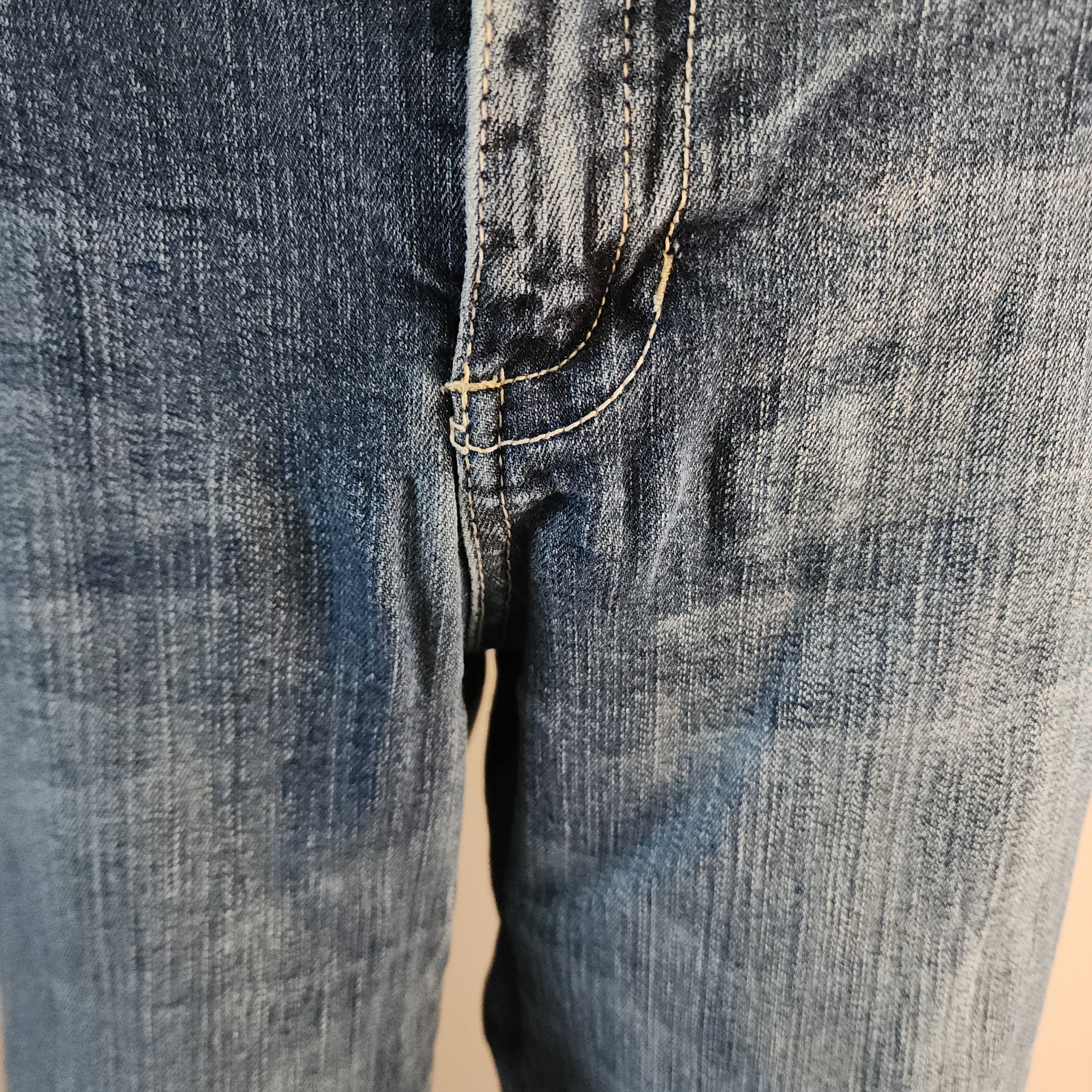 Y2K Vanity Mid Rise Medium Wash Cathedral Embellished Bootcut Denim Jeans