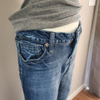 Y2K Vanity Mid Rise Medium Wash Cathedral Embellished Bootcut Denim Jeans