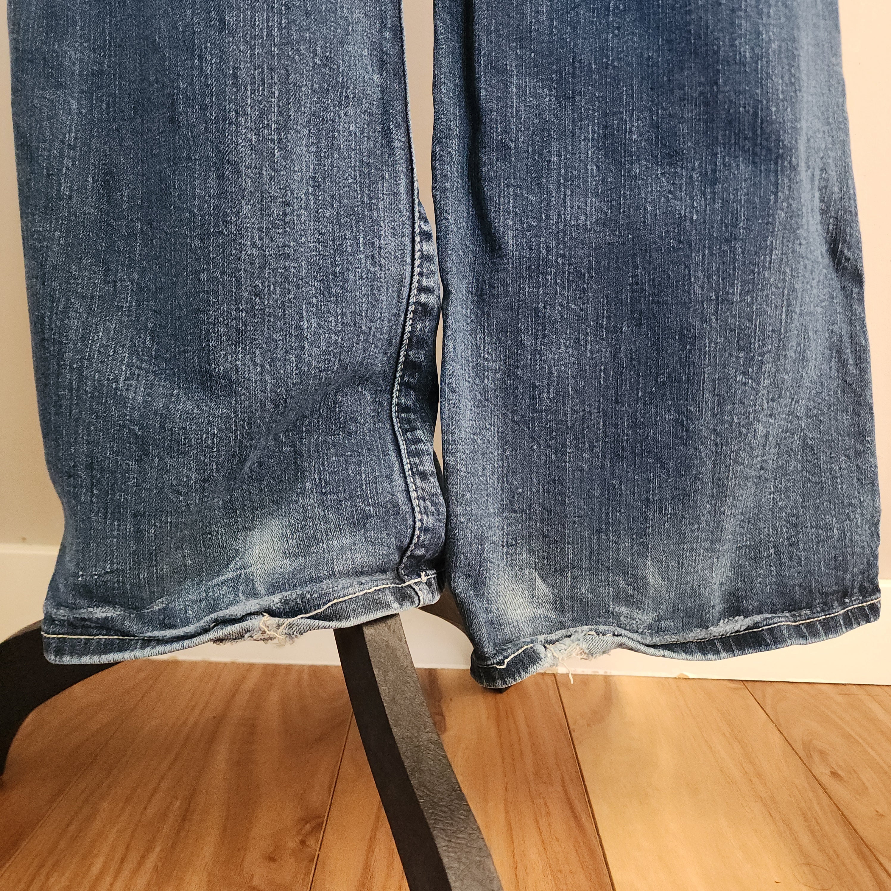Y2K Vanity Mid Rise Medium Wash Cathedral Embellished Bootcut Denim Jeans
