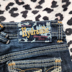 Y2K Hydraulic Low Rise Dark Wash Blue Embroidered Denim Capris