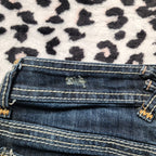 Y2K Hydraulic Low Rise Dark Wash Blue Embroidered Denim Capris