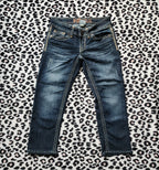 Y2K Hydraulic Low Rise Dark Wash Blue Embroidered Denim Capris