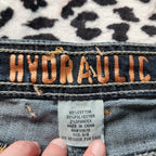 Y2K Hydraulic Low Rise Dark Wash Blue Embroidered Denim Capris