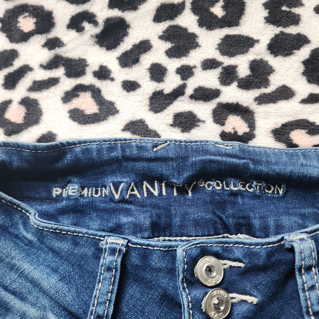 Y2K Vanity Low Rise Medium Wash Cathedral Embellished Flares Denim Jeans