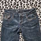 Y2K L.A. Idol Low Rise Dark Grey Wash Embellished Bootcut Denim Jeans
